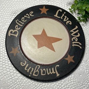 Wooden hand painted wall plate